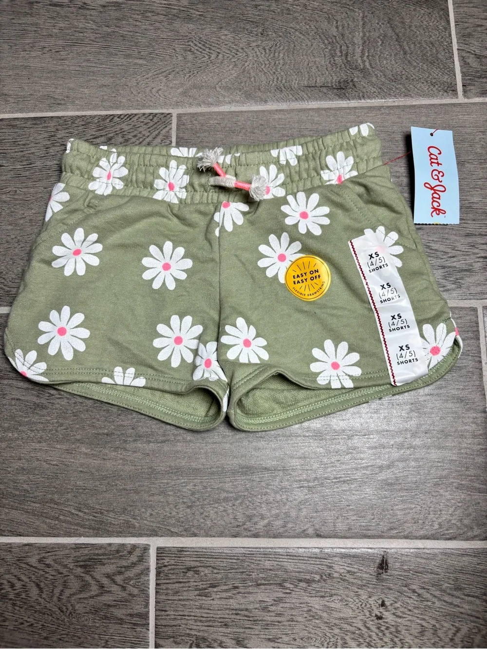 Cat & Jack Green Daisy Print Drawstring Shorts
